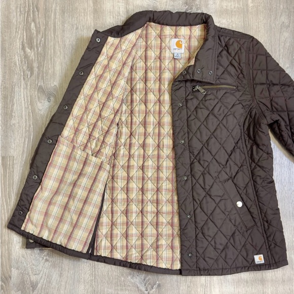 Carhartt Women’s Wellington Diamond Quilted Insulated Jacket Snap Closure Medium - Picture 3 of 4